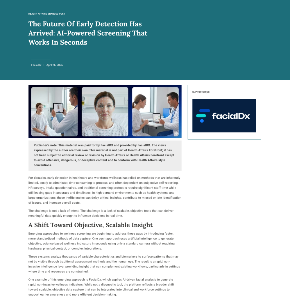 HealthAffairs Post on FacialDx